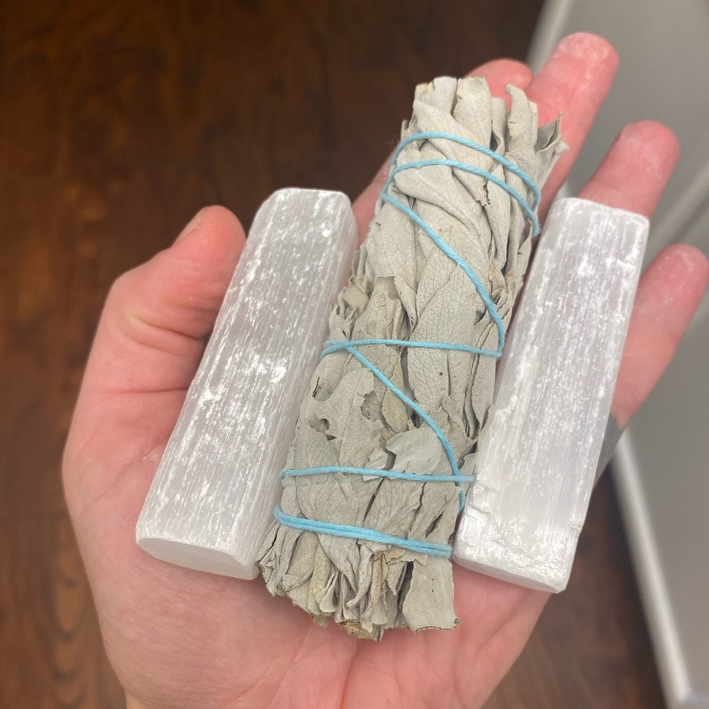 Selenite sage cleansing bundle